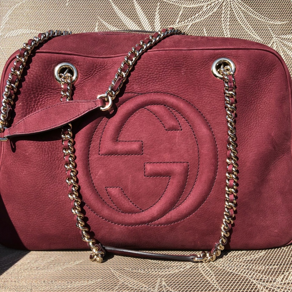 Like New Gucci Burgundy Suede Bag Limited Edition